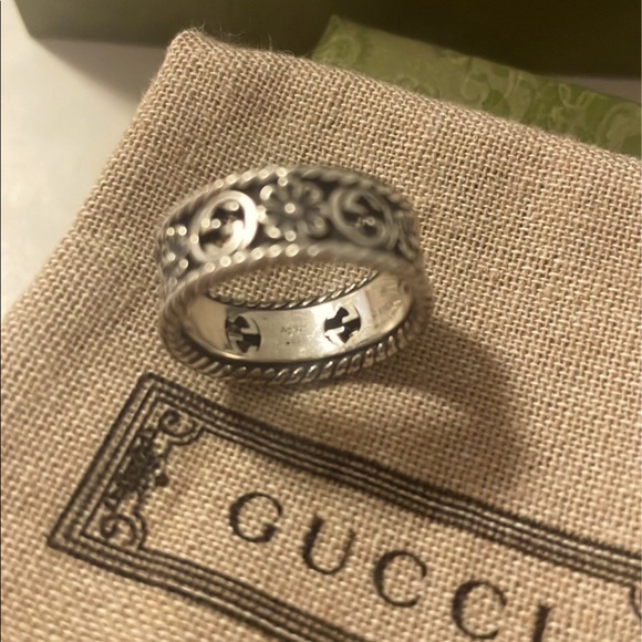 Gucci silver ring GG logo size 17 with jewelry box - Picture 2 of 8